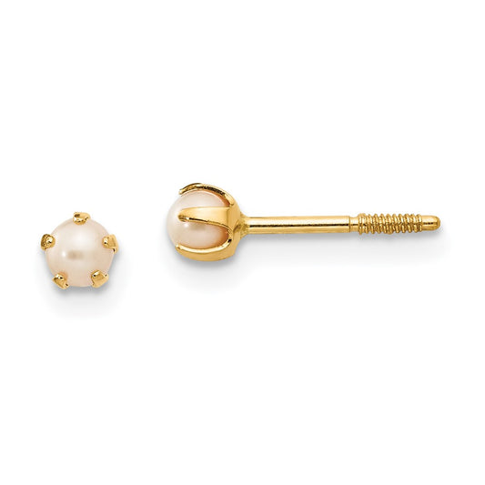 14K Yellow Gold Madi K 2.5mm FWC Pearl Earrings