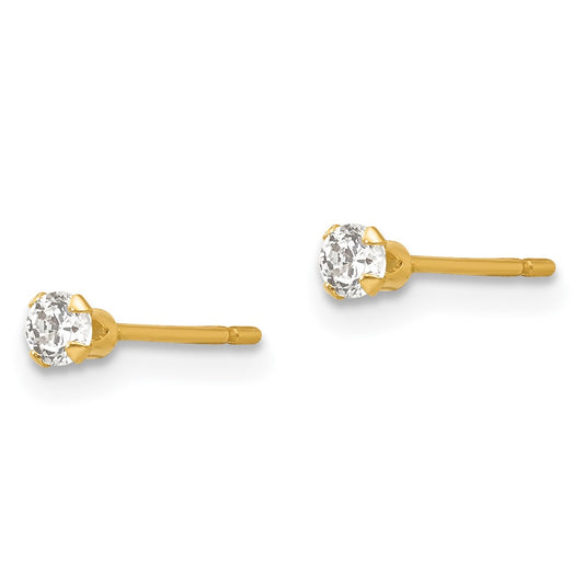 14K Yellow Gold Madi K 3mm CZ Post Earrings