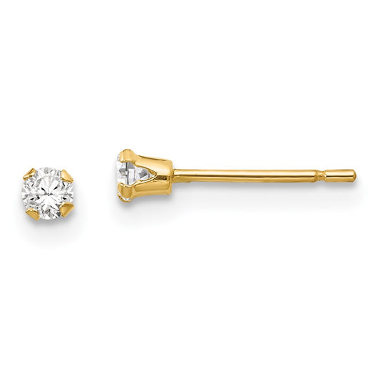 14K Yellow Gold Madi K 3mm CZ Post Earrings