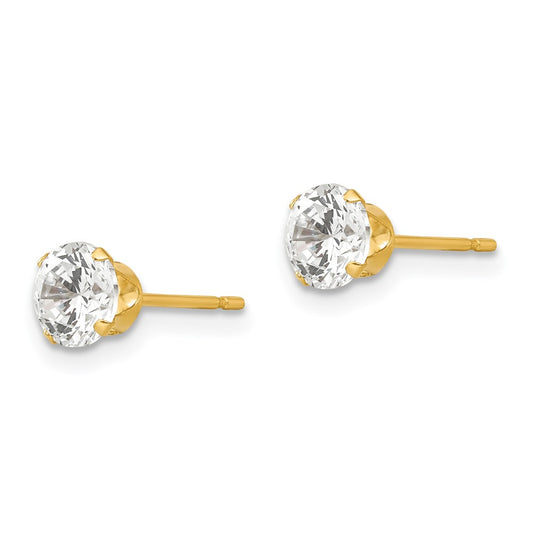 14K Yellow Gold Madi K 5mm CZ Post Earrings