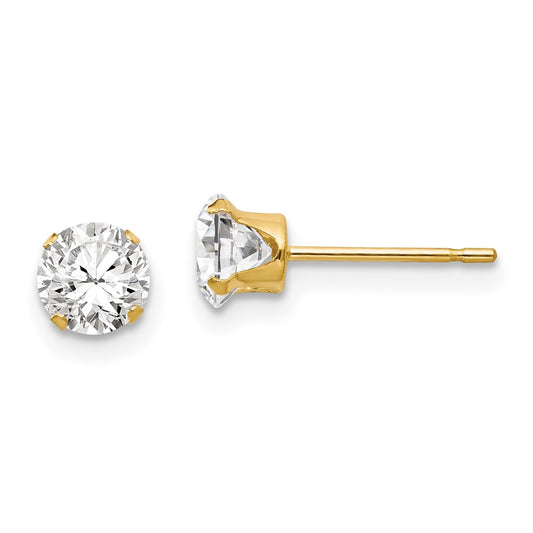 14K Yellow Gold Madi K 5mm CZ Post Earrings