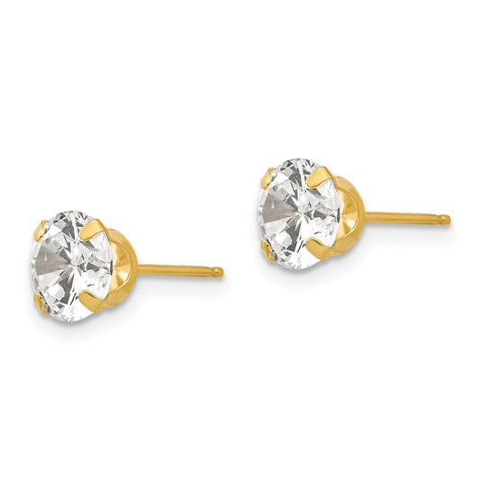 14K Yellow Gold Madi K 6.5mm CZ Post Earrings