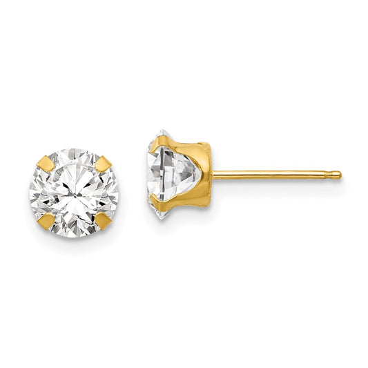 14K Yellow Gold Madi K 6.5mm CZ Post Earrings