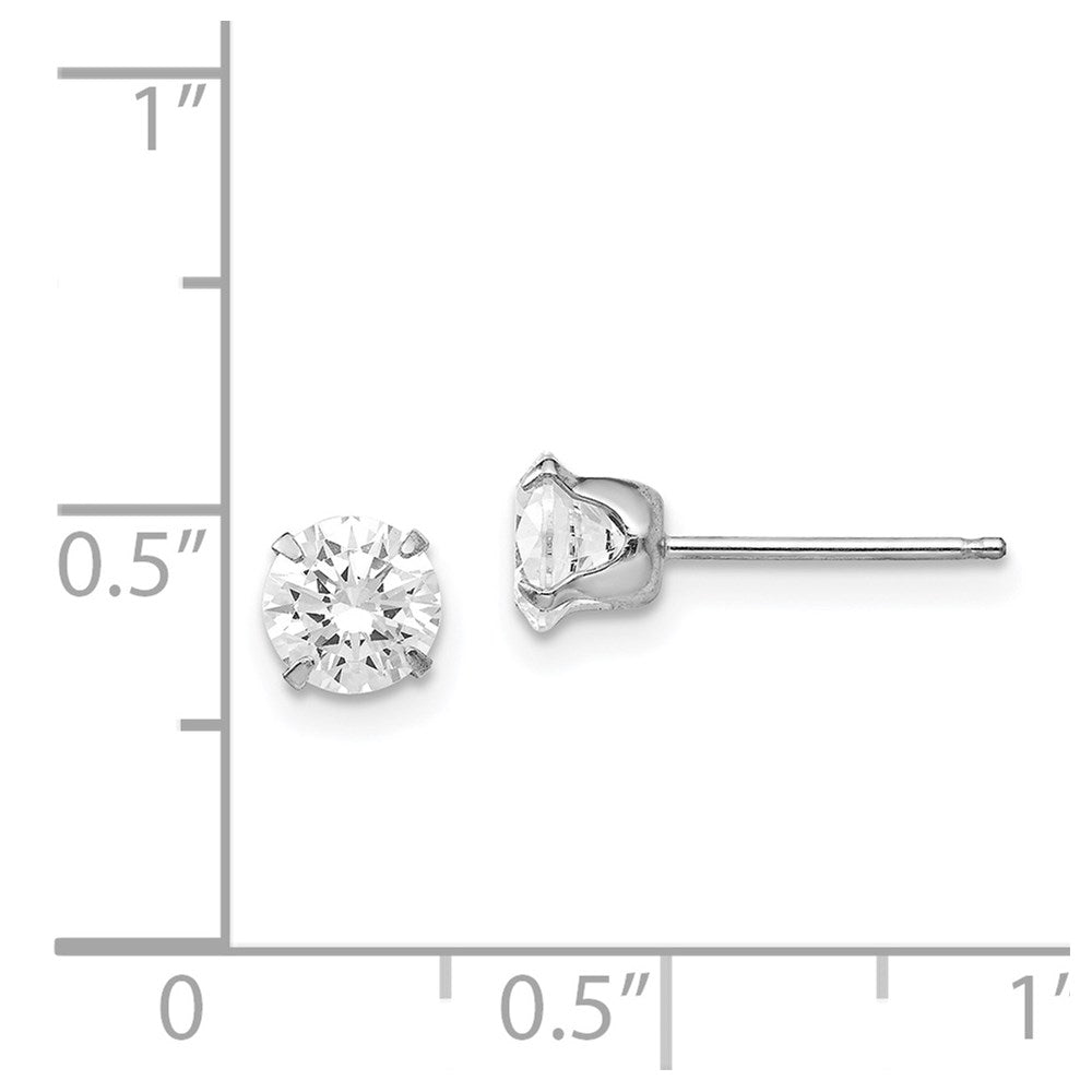 14K White Gold Madi K 5.25mm CZ Post Earrings