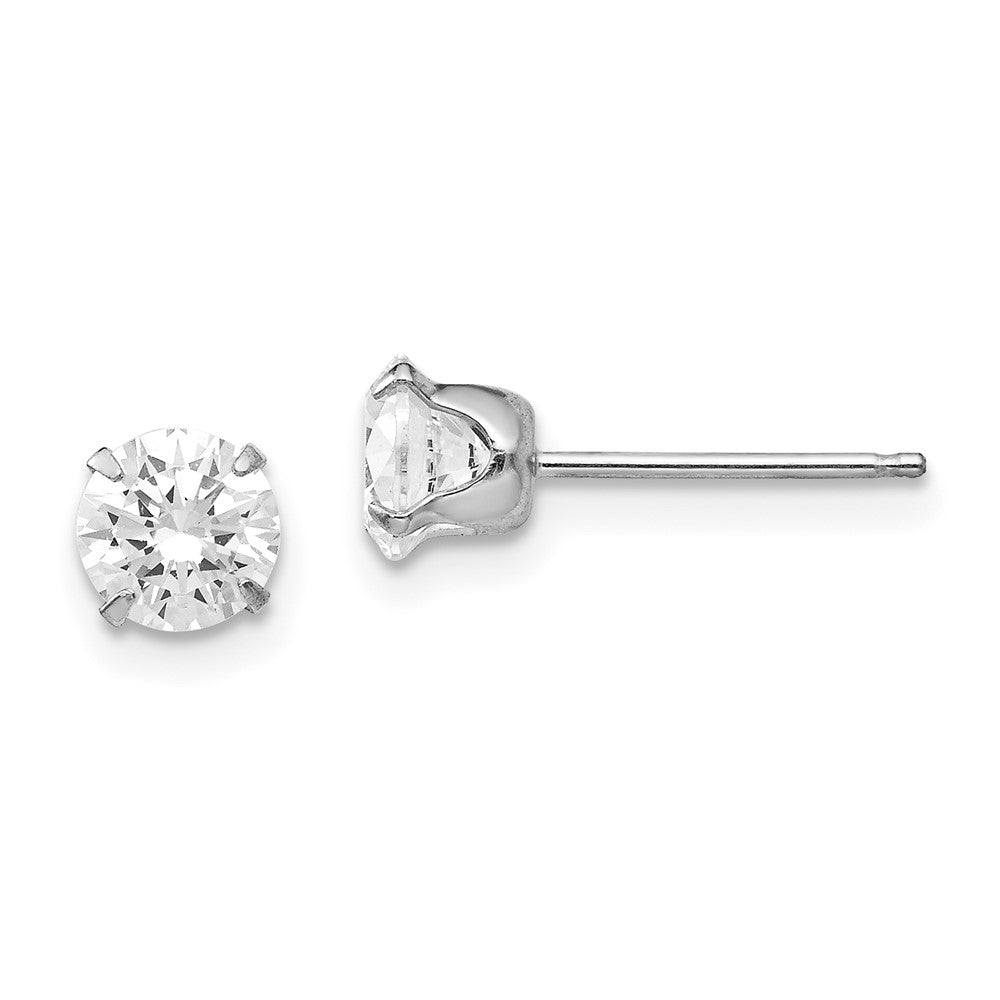 14K White Gold Madi K 5.25mm CZ Post Earrings