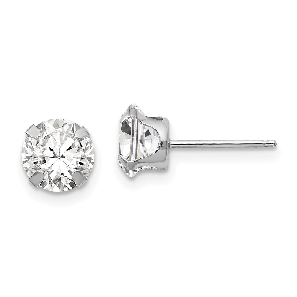 14K White Gold Madi K 6.5mm CZ Post Earrings