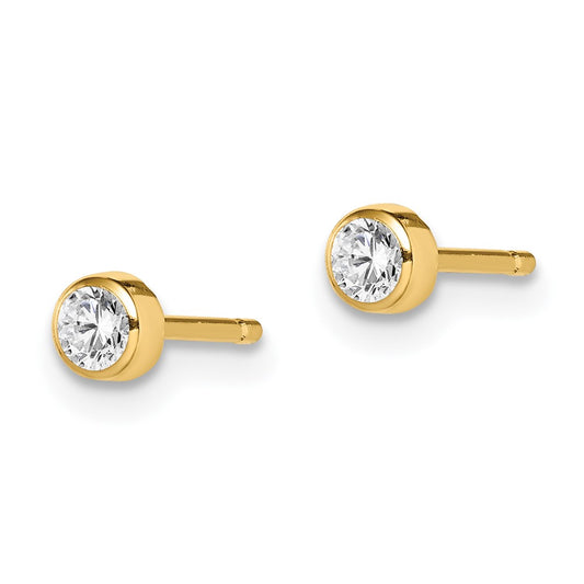 14K Yellow Gold Madi K 3mm CZ Bezel Post Earrings