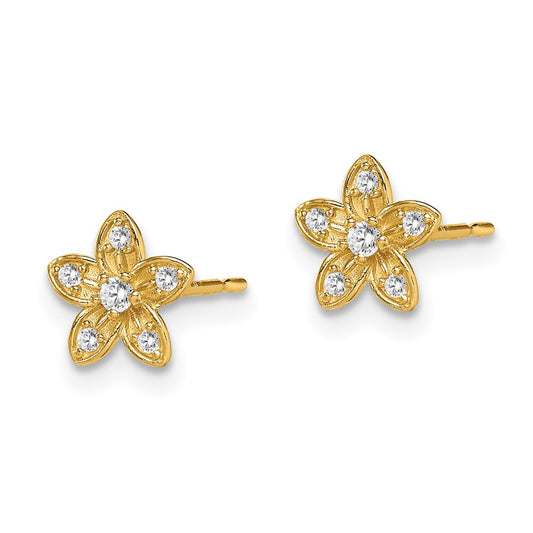 14K Yellow Gold Madi K CZ Flower Post Earrings