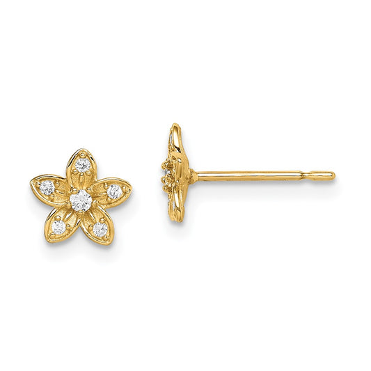 14K Yellow Gold Madi K CZ Flower Post Earrings