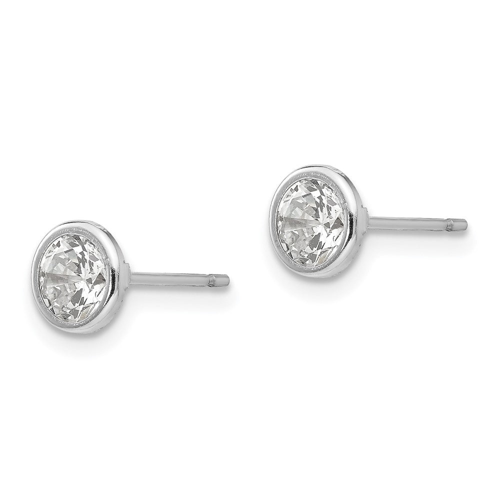 14K White Gold Madi K 5mm Bezel Set CZ Post Earrings