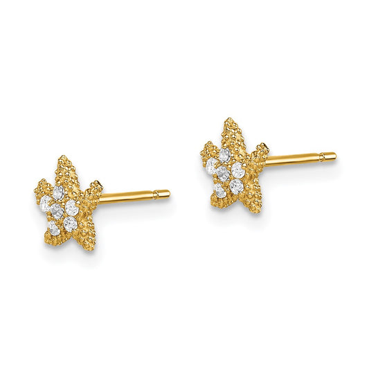 14K Yellow Gold Madi K CZ Starfish Post Earrings