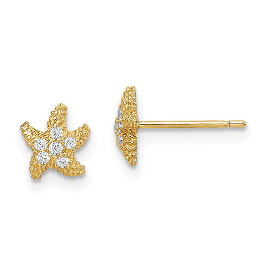 14K Yellow Gold Madi K CZ Starfish Post Earrings
