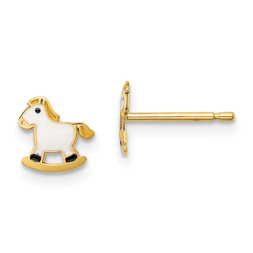 14K Yellow Gold Madi K Enamel Rocking Horse Post Earrings