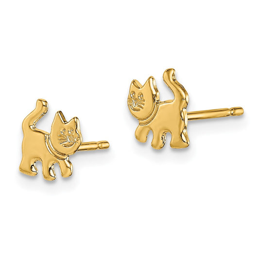 14K Yellow Gold Madi K Kitten Post Earrings