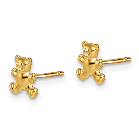 14K Yellow Gold Madi K Teddy Bear Post Earrings