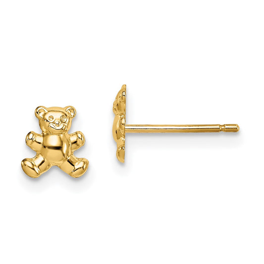 14K Yellow Gold Madi K Teddy Bear Post Earrings