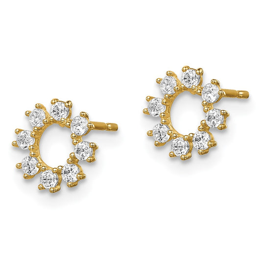 14K Yellow Gold Madi K CZ Circle Post Earrings