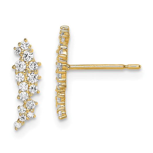 14K Yellow Gold Madi K CZ Cluster Post Earrings