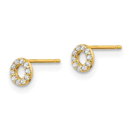 14K Yellow Gold Madi K Circle CZ Post Earrings