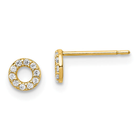 14K Yellow Gold Madi K Circle CZ Post Earrings