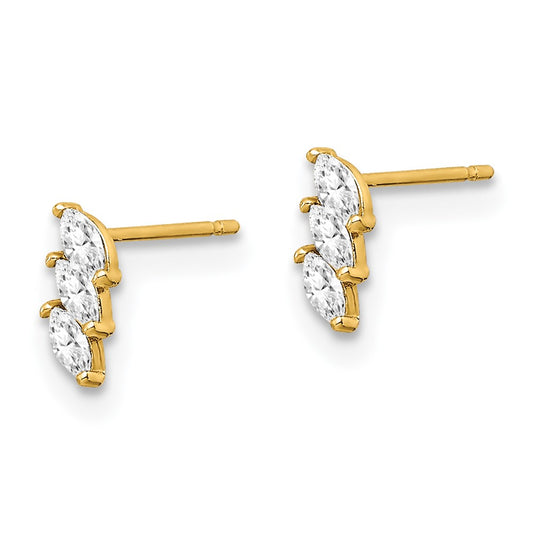 14K Yellow Gold Madi K Fancy CZ Post Earrings