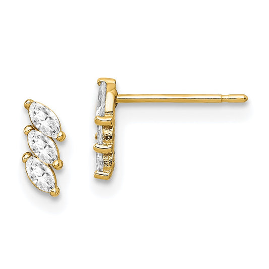 14K Yellow Gold Madi K Fancy CZ Post Earrings