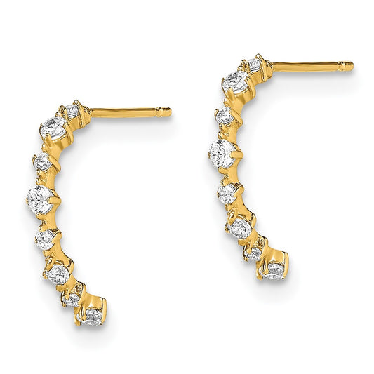 14K Yellow Gold Madi K CZ J Hoop Post Earrings