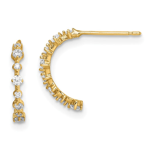 14K Yellow Gold Madi K CZ J Hoop Post Earrings