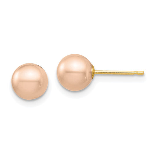 14K Yellow Gold Madi K 6-7mm Pink Round FWC Pearl Stud Post Earrings