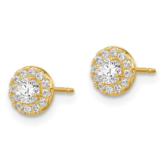 14K Yellow Gold Madi K CZ Circle Post Earrings