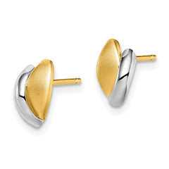 14K Two-Tone Gold Madi K Satin Leaf Post Earrings