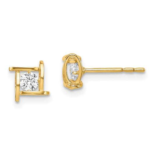 14K Yellow Gold Madi K CZ Square Post Earrings