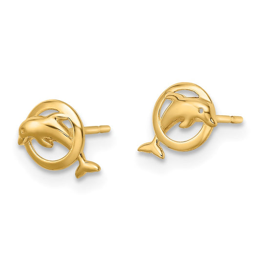 14K Yellow Gold Madi K Dolphin Post Earrings