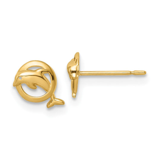 14K Yellow Gold Madi K Dolphin Post Earrings