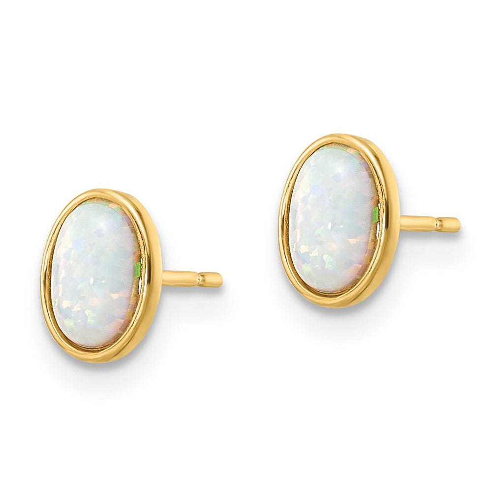 14K Yellow Gold Madi K Created Opal Post Earrings