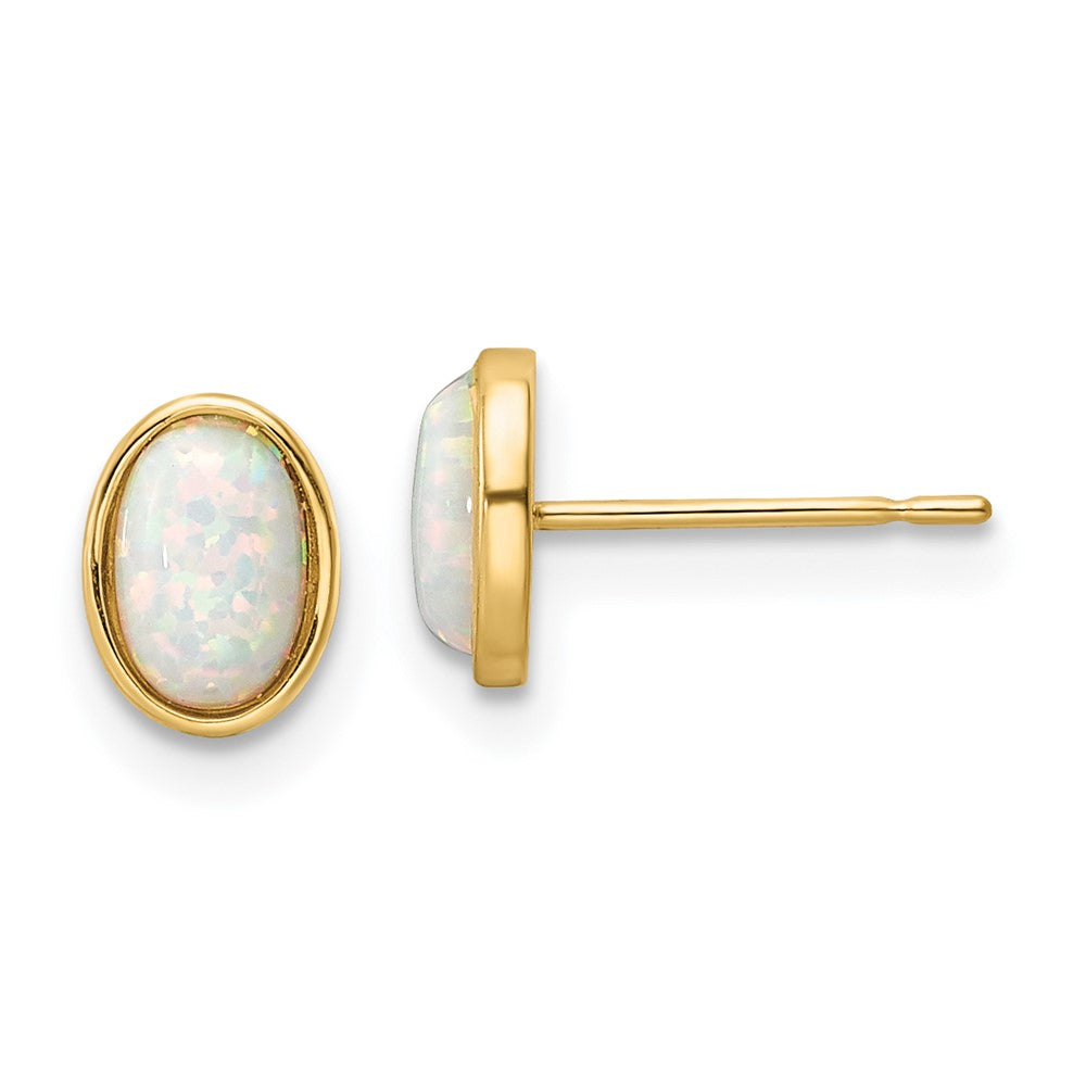 14K Yellow Gold Madi K Created Opal Post Earrings