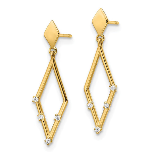 14K Yellow Gold Madi K CZ Dangle Post Earrings