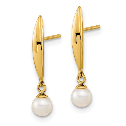 14K Yellow Gold Madi K Polished 4mm FWC Pearl Post Earrings