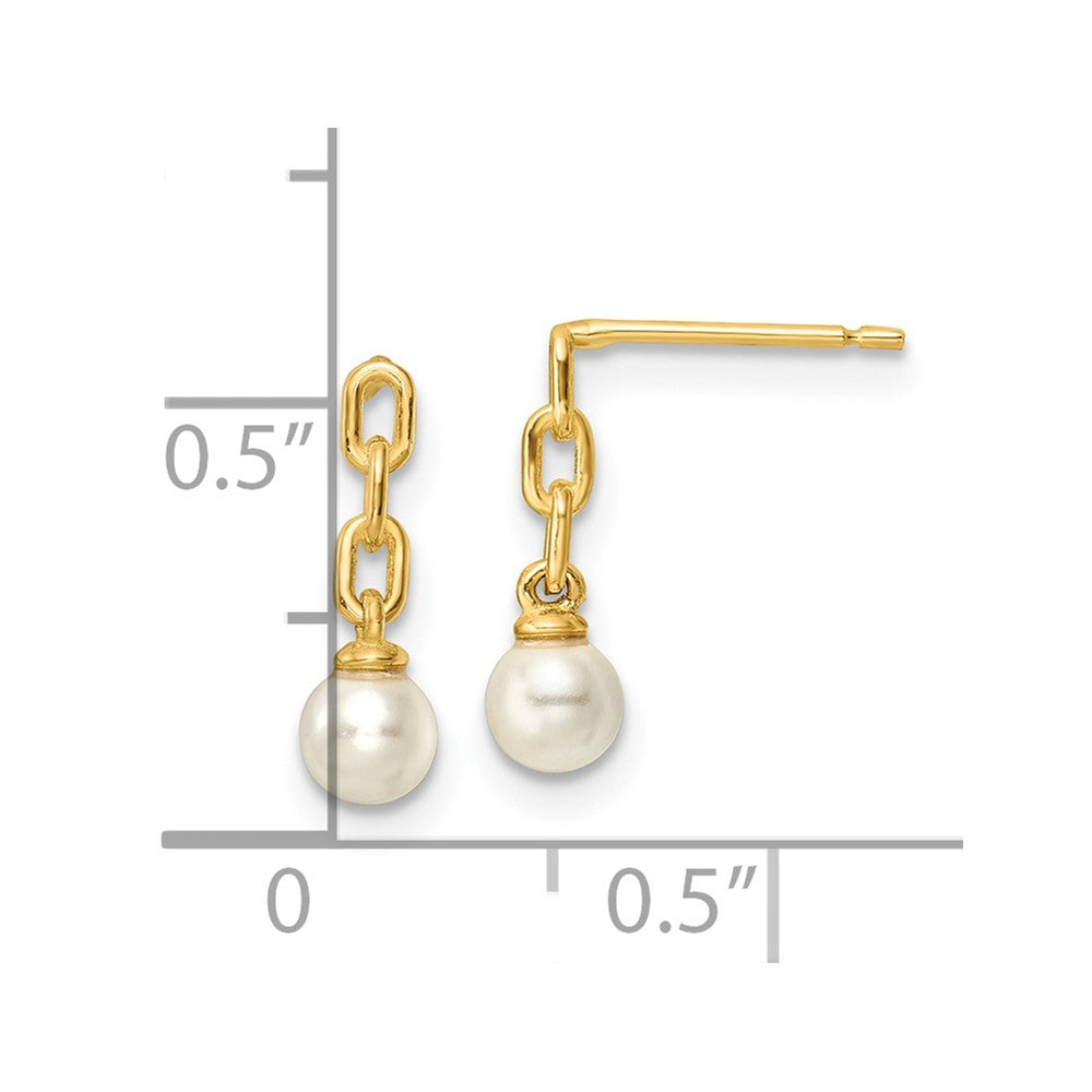 14K Yellow Gold Madi K Polished 4mm Acrylic Bead Post Dangle Earrings