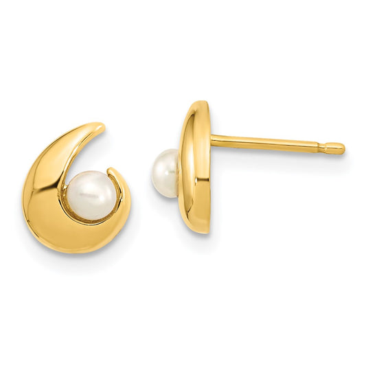 14K Yellow Gold Madi K Polished 3.5mm FWC Pearl Post Earrings