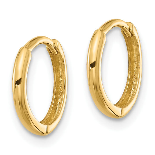 14K Yellow Gold Madi K Polished 1.45mm Hinged Huggie Hoop Earrings