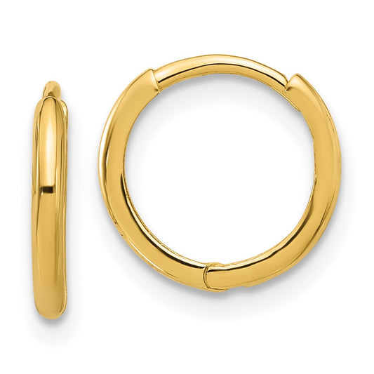 14K Yellow Gold Madi K Polished 1.45mm Hinged Huggie Hoop Earrings