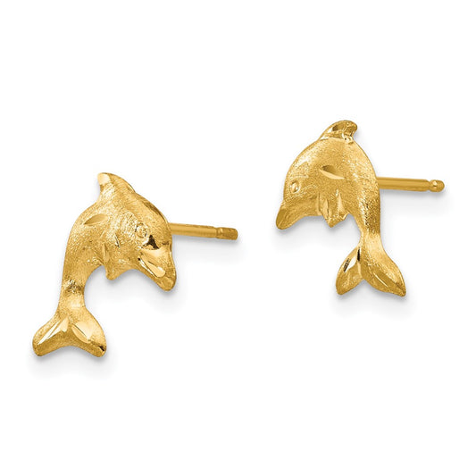 14K Yellow Gold Madi K Satin Dolphin Earrings