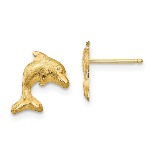 14K Yellow Gold Madi K Satin Dolphin Earrings