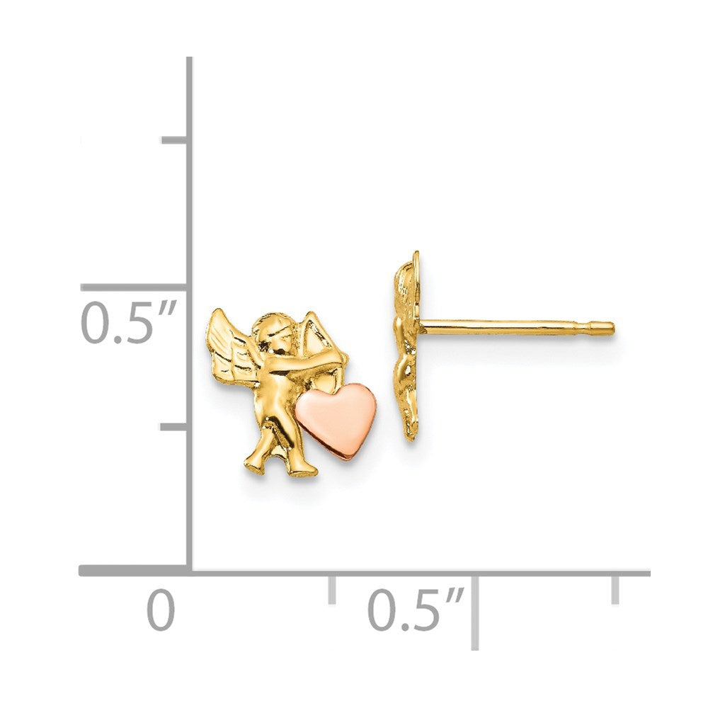 14K Two-Tone Gold Madi K Polished Cupid Heart Post Earrings