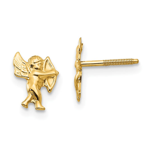 14K Yellow Gold Madi K Polished Cupid Screwback Stud Earrings