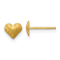 14K Yellow Gold Madi K Diamond-cut & Satin Puffed Heart Earrings