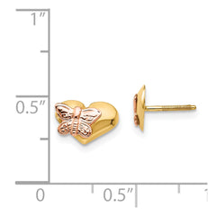 14K Two-Tone Gold Madi K Polished Butterfly Heart Screwback Earrings