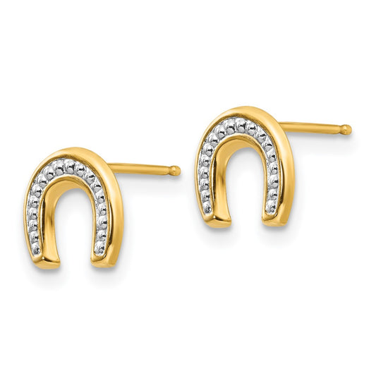 14K Two-Tone Gold Madi K Polished Horseshoe Post Earrings