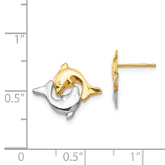 14K Two-Tone Gold Madi K Dolphin Post Earrings